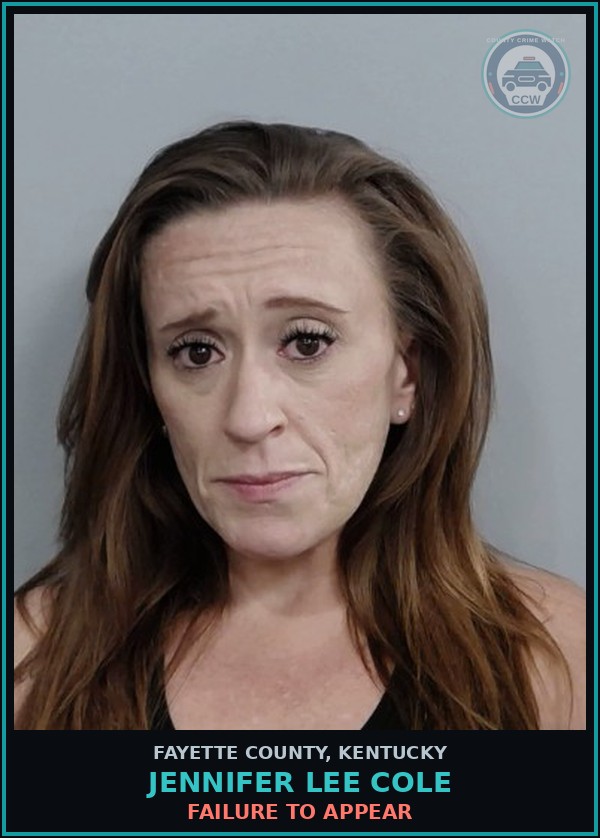 Booking mugshot of JENNIFER LEE COLE in Fayette County