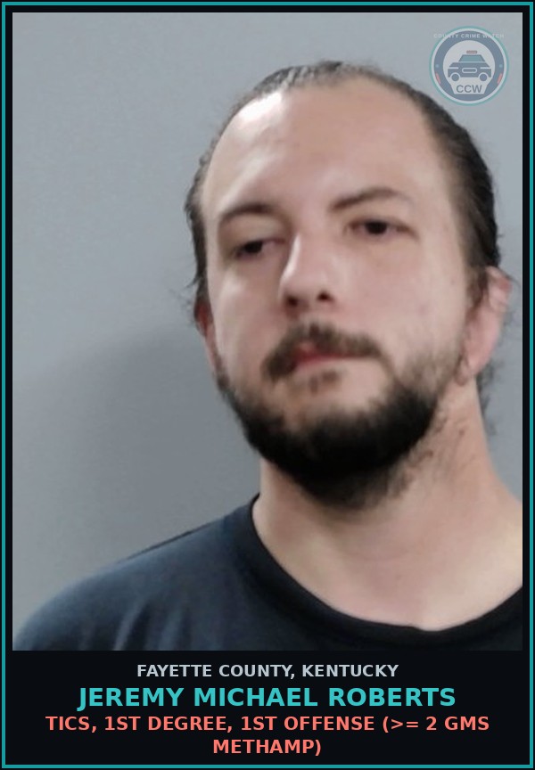 Booking mugshot of JEREMY MICHAEL ROBERTS in Fayette County