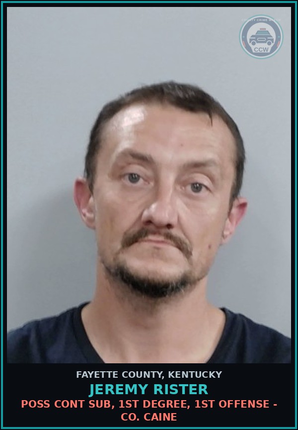 Booking mugshot of JEREMY RISTER in Fayette County