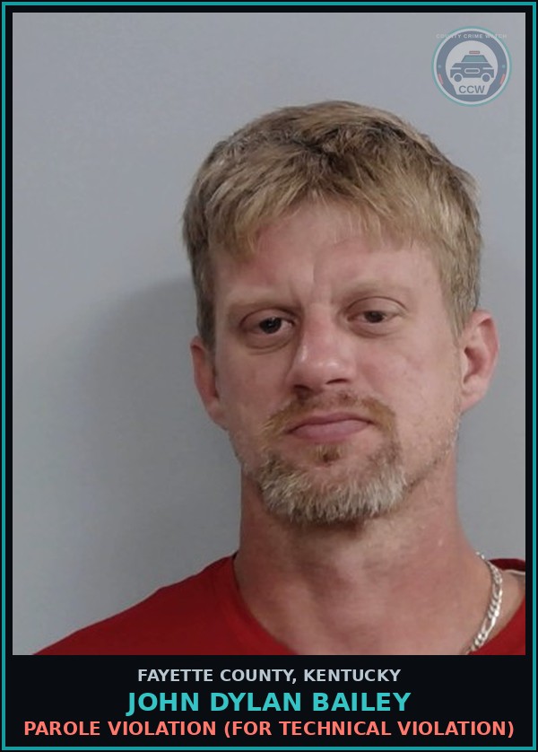 Booking mugshot of JOHN DYLAN BAILEY in Fayette County