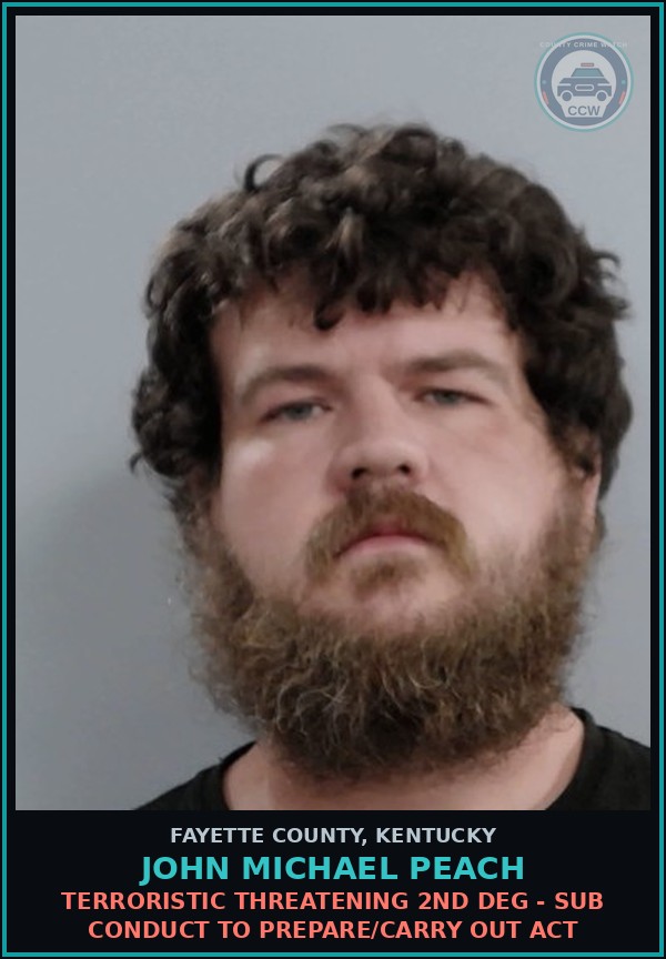 Booking mugshot of JOHN MICHAEL PEACH in Fayette County
