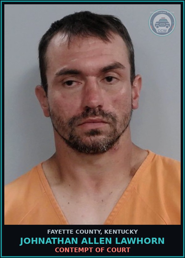 Booking mugshot of JOHNATHAN ALLEN LAWHORN in Fayette County
