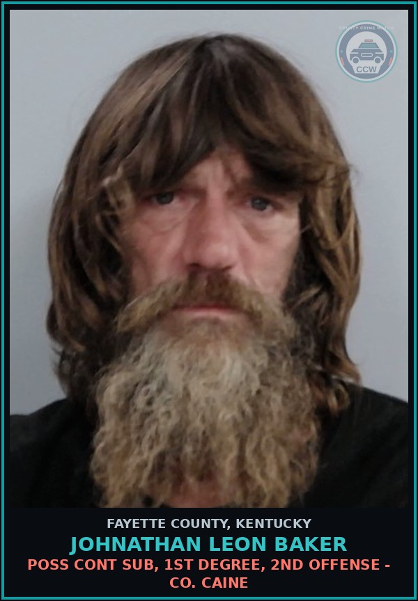 Booking mugshot of JOHNATHAN LEON BAKER in Fayette County