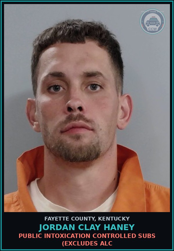 Booking mugshot of JORDAN CLAY HANEY in Fayette County