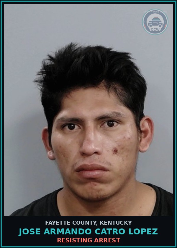 Booking mugshot of JOSE ARMANDO CATRO LOPEZ in Fayette County