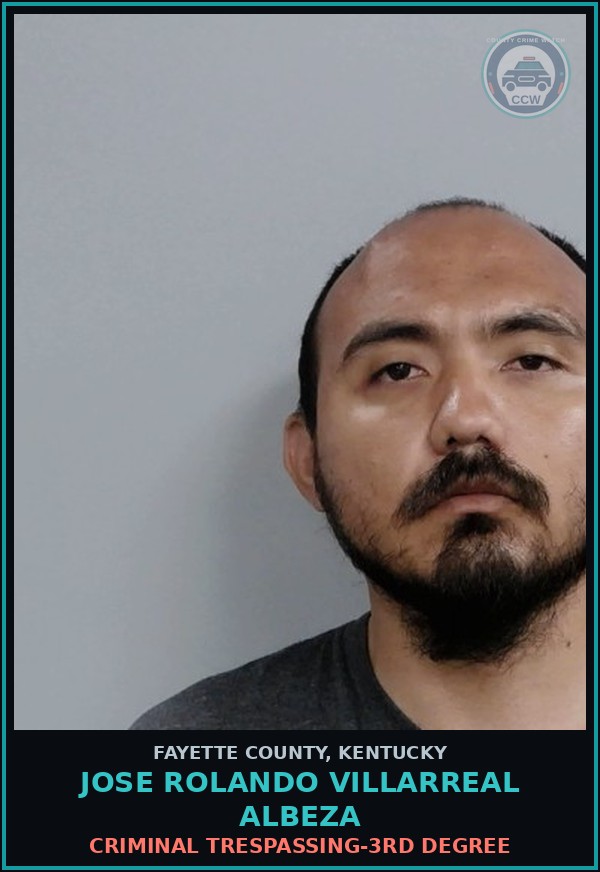 Booking mugshot of JOSE ROLANDO VILLARREAL ALBEZA in Fayette County