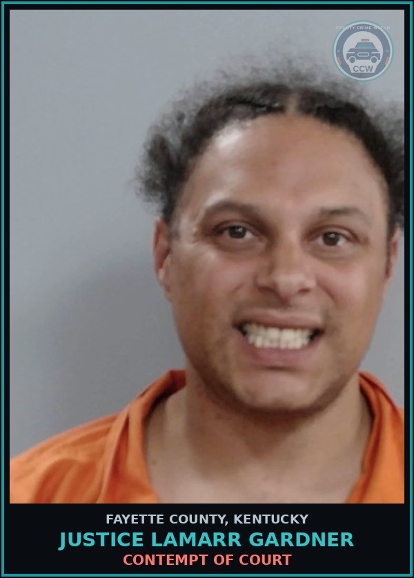 Booking mugshot of JUSTICE LAMARR GARDNER in Fayette County