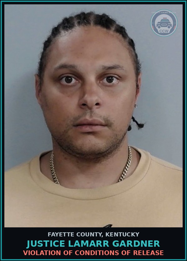 Booking mugshot of JUSTICE LAMARR GARDNER in Fayette County
