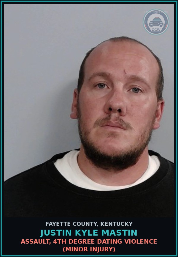 Booking mugshot of JUSTIN KYLE MASTIN in Fayette County