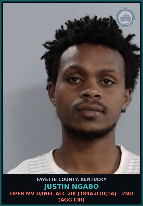 Booking mugshot of JUSTIN NGABO in Fayette County