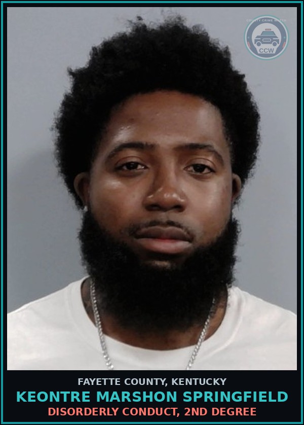 Booking mugshot of KEONTRE MARSHON SPRINGFIELD in Fayette County