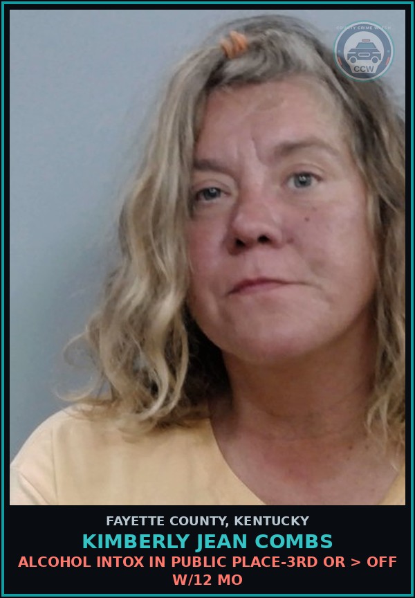 Booking mugshot of KIMBERLY JEAN COMBS in Fayette County