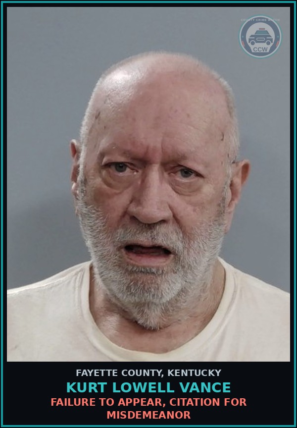 Booking mugshot of KURT LOWELL VANCE in Fayette County