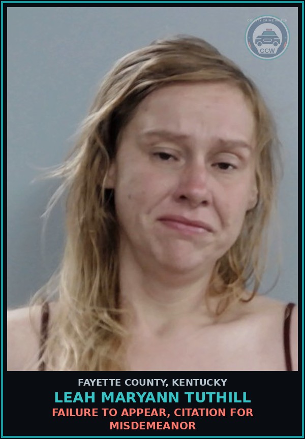 Booking mugshot of LEAH MARYANN TUTHILL in Fayette County