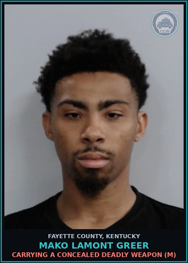 Booking mugshot of MAKO LAMONT GREER in Fayette County