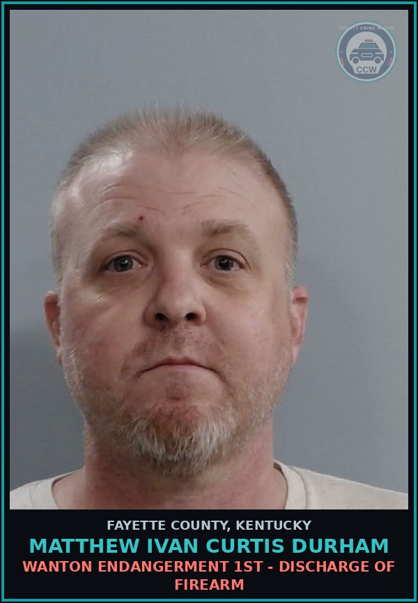 Booking mugshot of MATTHEW IVAN CURTIS DURHAM in Fayette County