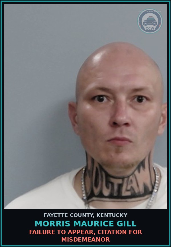 Booking mugshot of MORRIS MAURICE GILL in Fayette County