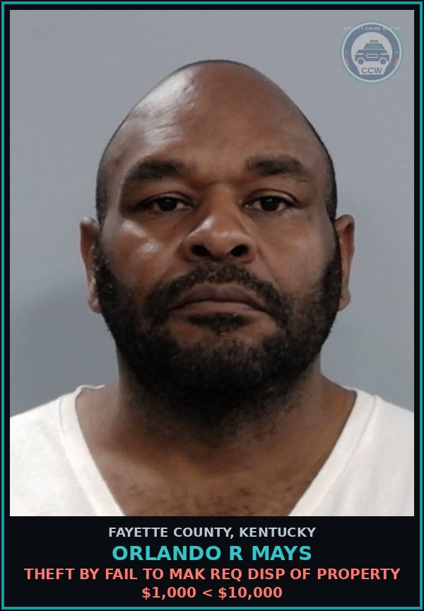 Booking mugshot of ORLANDO R MAYS in Fayette County