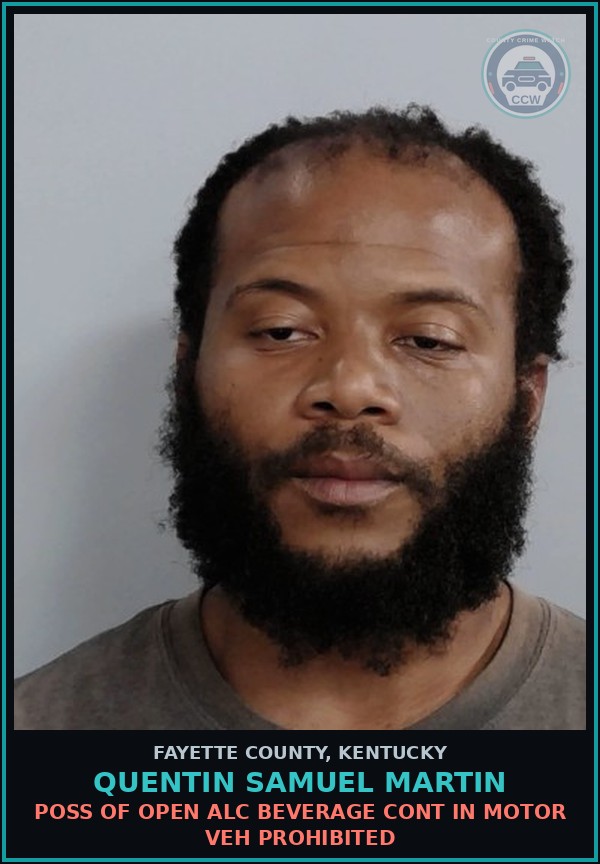 Booking mugshot of QUENTIN SAMUEL MARTIN in Fayette County