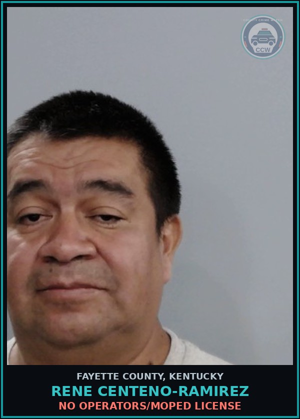 Booking mugshot of RENE CENTENO-RAMIREZ in Fayette County