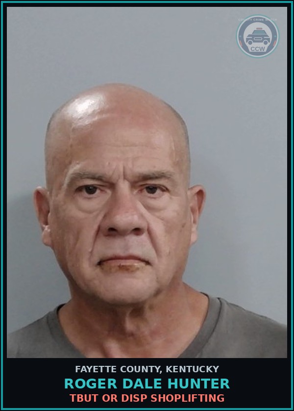 Booking mugshot of ROGER DALE HUNTER in Fayette County