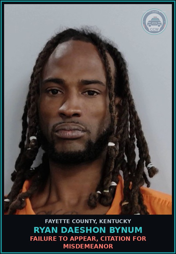 Booking mugshot of RYAN DAESHON BYNUM in Fayette County