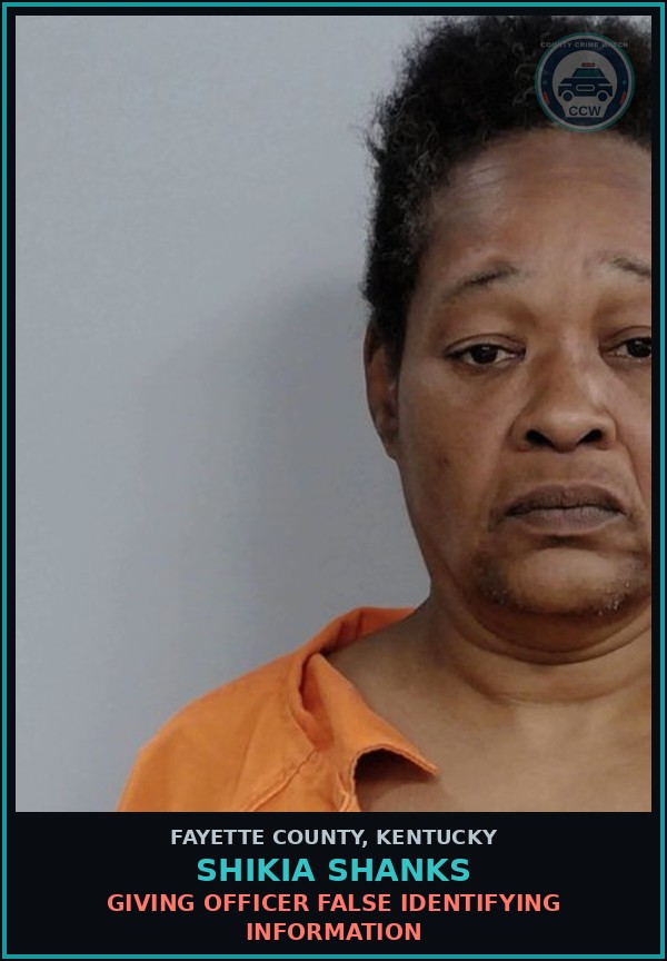 Booking mugshot of SHIKIA SHANKS in Fayette County