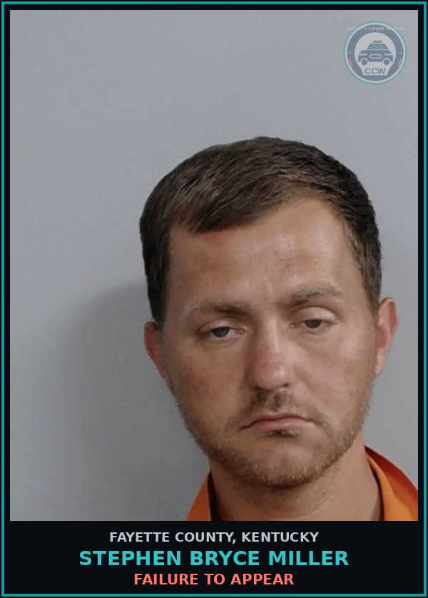 Booking mugshot of STEPHEN BRYCE MILLER in Fayette County