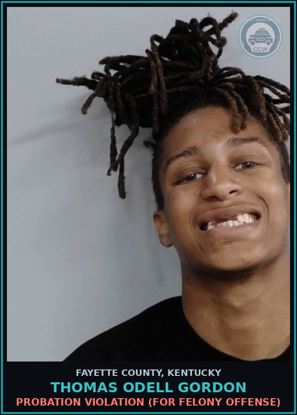 Booking mugshot of THOMAS ODELL GORDON in Fayette County