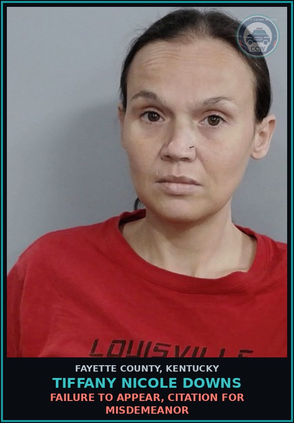 Booking mugshot of TIFFANY NICOLE DOWNS in Fayette County
