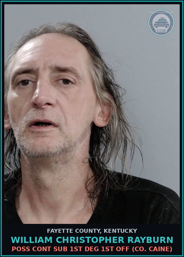 Booking mugshot of WILLIAM CHRISTOPHER RAYBURN in Fayette County