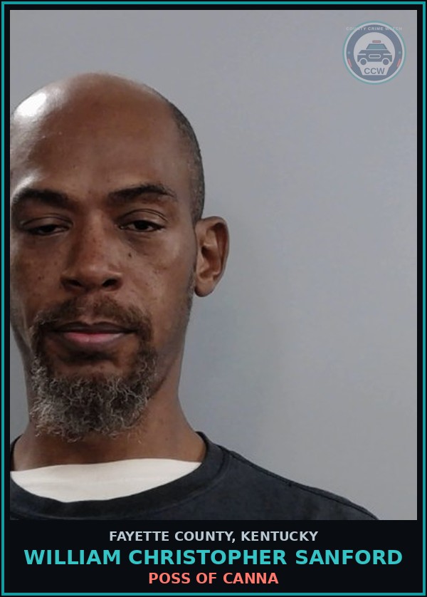 Booking mugshot of WILLIAM CHRISTOPHER SANFORD in Fayette County