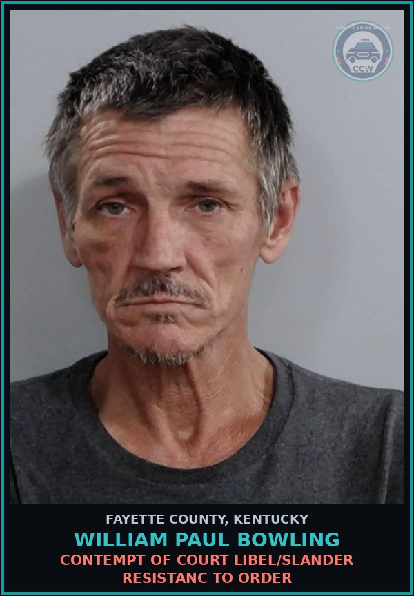 Booking mugshot of WILLIAM PAUL BOWLING in Fayette County