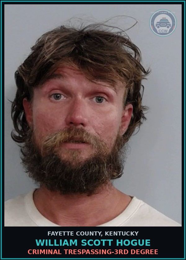 Booking mugshot of WILLIAM SCOTT HOGUE in Fayette County