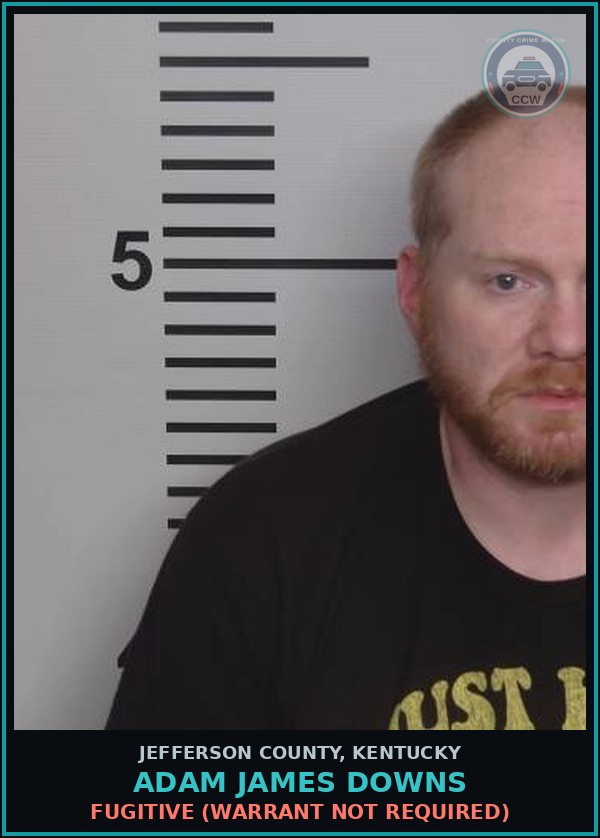 Booking mugshot of Adam James Downs in Jefferson County