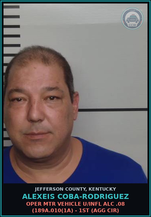Booking mugshot of Alexeis Coba-Rodriguez in Jefferson County
