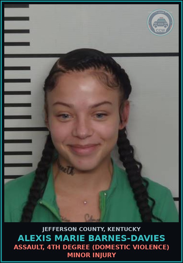 Booking mugshot of Alexis Marie Barnes-Davies in Jefferson County