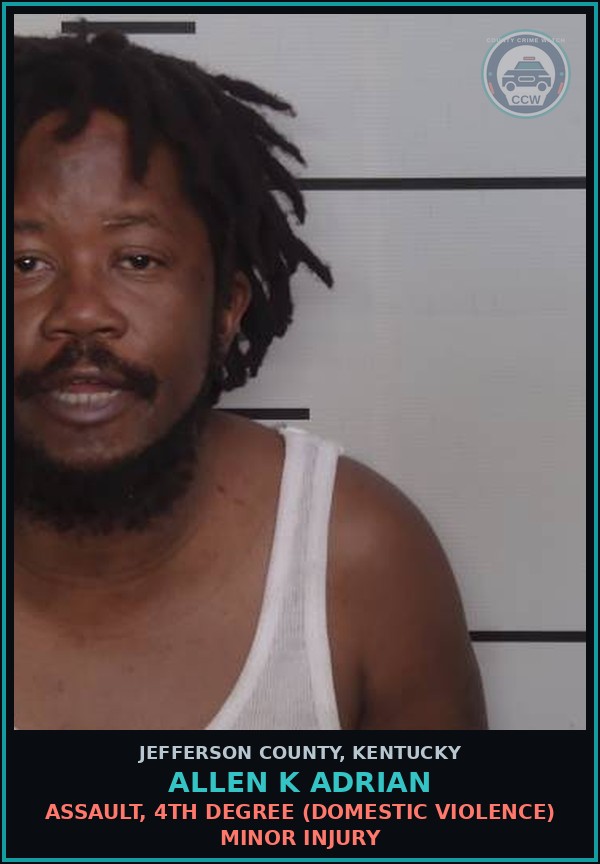 Booking mugshot of Allen K Adrian in Jefferson County