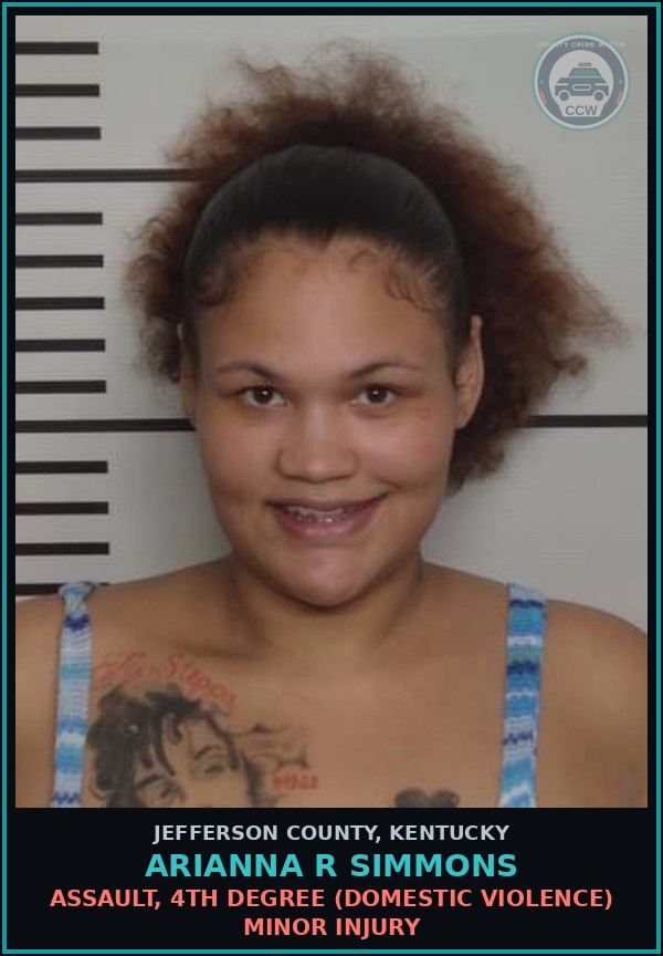 Booking mugshot of Arianna R Simmons in Jefferson County
