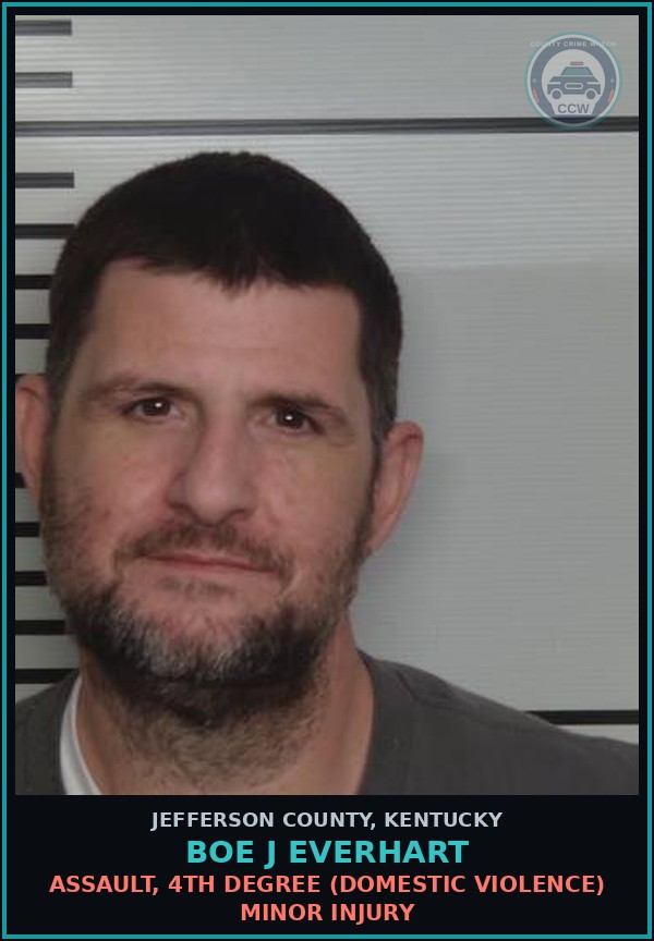 Booking mugshot of Boe J Everhart in Jefferson County