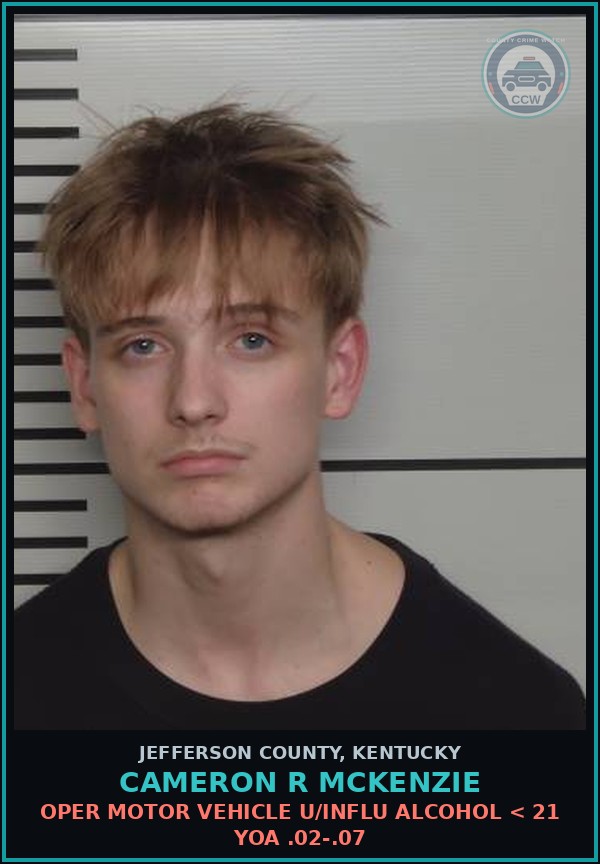 Booking mugshot of Cameron R Mckenzie in Jefferson County