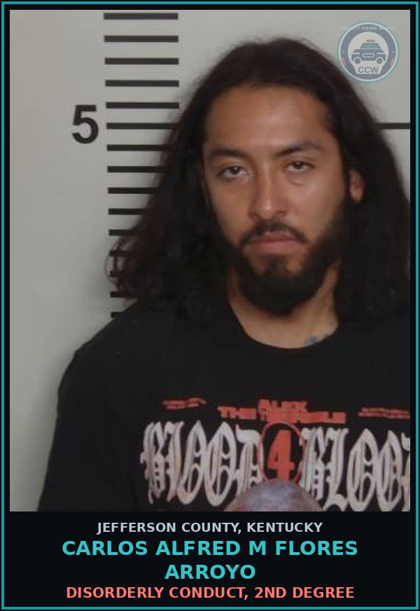 Booking mugshot of Carlos Alfred M Flores Arroyo in Jefferson County