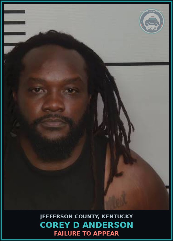 Booking mugshot of Corey D Anderson in Jefferson County