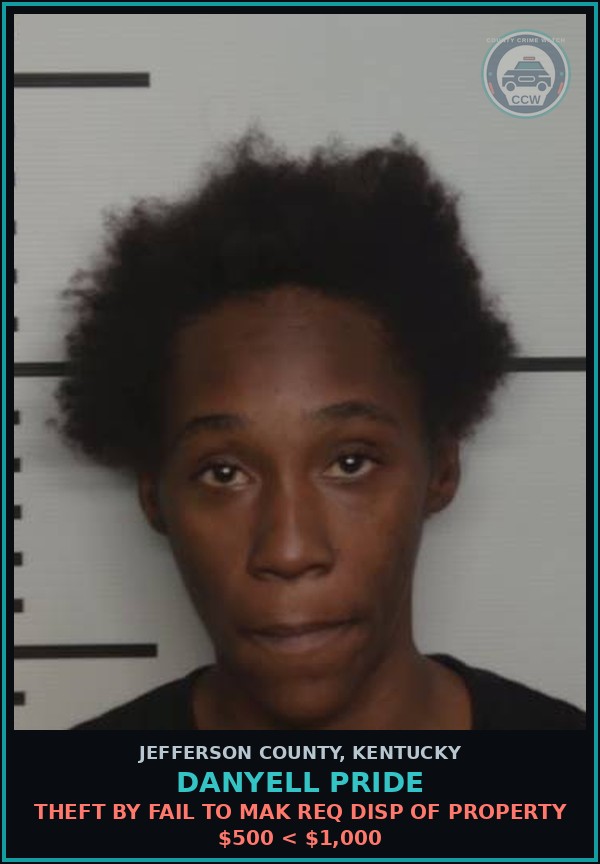 Booking mugshot of Danyell Pride in Jefferson County