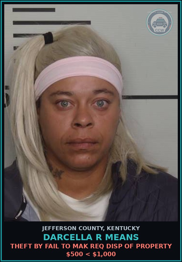 Booking mugshot of Darcella R Means in Jefferson County