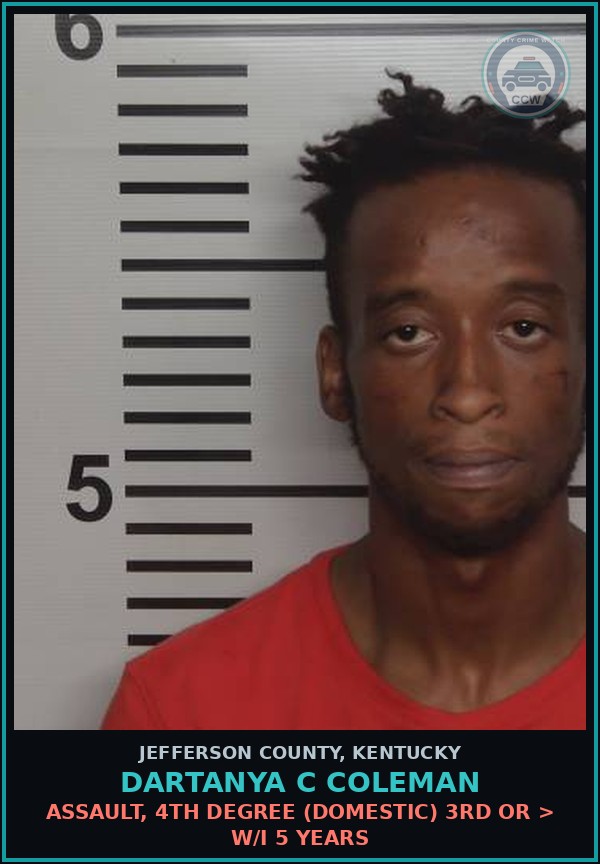 Booking mugshot of Dartanya C Coleman in Jefferson County