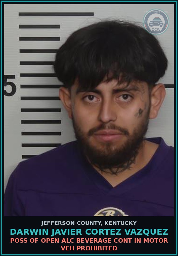 Booking mugshot of Darwin Javier Cortez Vazquez in Jefferson County