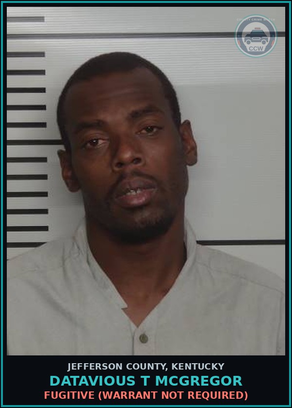 Booking mugshot of Datavious T Mcgregor in Jefferson County