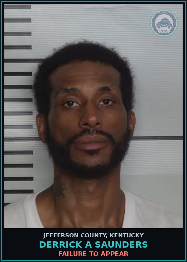 Booking mugshot of Derrick A Saunders in Jefferson County