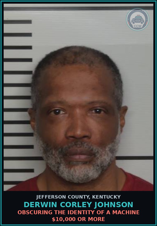 Booking mugshot of Derwin Corley Johnson in Jefferson County